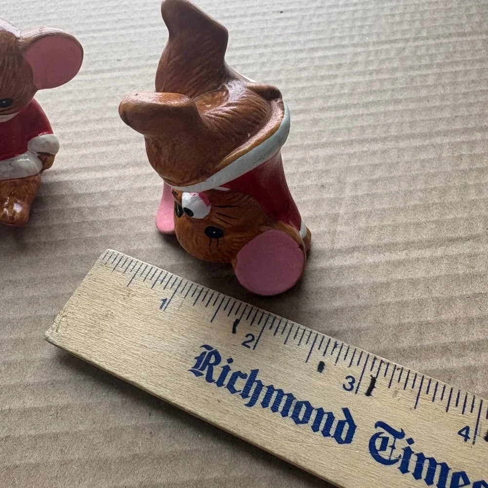 Vintage Colonial Candle Set of 3 Ceramic Mice‎ Made in Japan 2.5